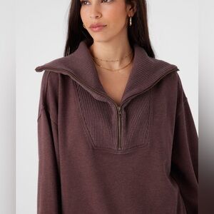 Aerie Brown Quarter-Zip Sweatshirt XS/S